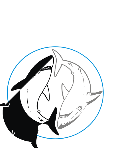 Great White Shark yinyang black gray clipart