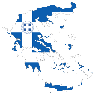 Greece Map Flag With Stroke And Coat Of Arms clipart