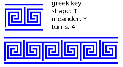 greek key T shape/4 turns/meander/lines clipart