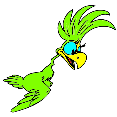 Green Cartoon Parrot clipart