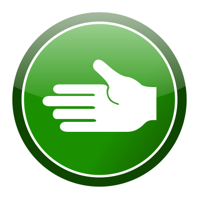 Green cirlce hand icon clipart