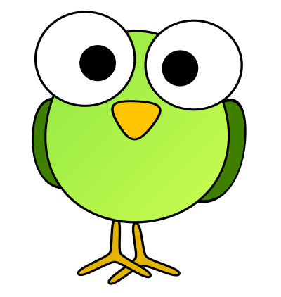 Green googley-eye bird clipart