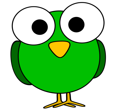 Green googly-eye bird clipart
