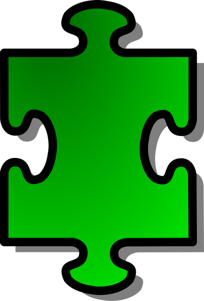 Green Jigsaw piece 01 clipart