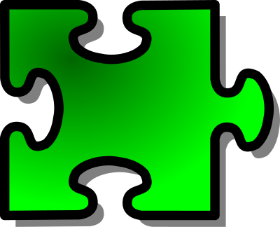Green Jigsaw piece 14 clipart