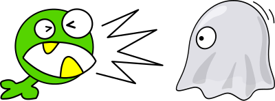 Green Monster Scaring Ghost clipart