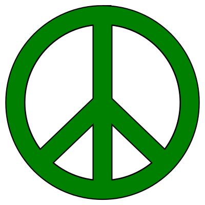 Green Peace Symbol, Black Border clipart