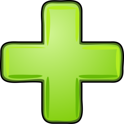 Green plus with black border clipart