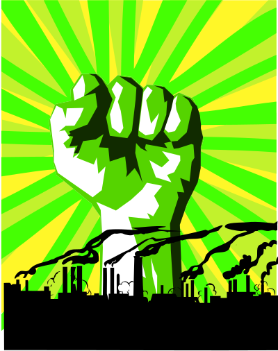 Green power against pollution clipart