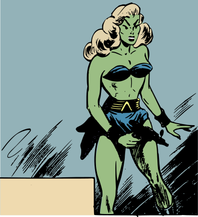 Green skinned bikini alien clipart