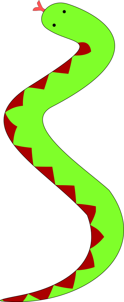 Green snake with red belly clipart