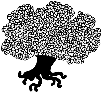 Green Tree Leaves Silhouette Inverse clipart