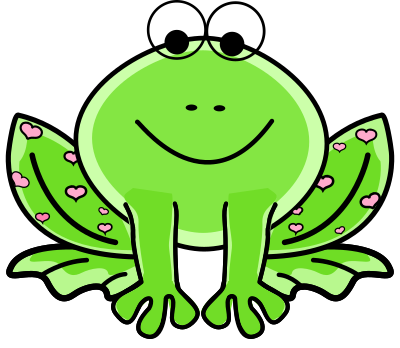 Green Valentine Frog with pink hearts clipart