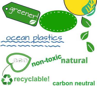 Green washing false claims words and signs clipart