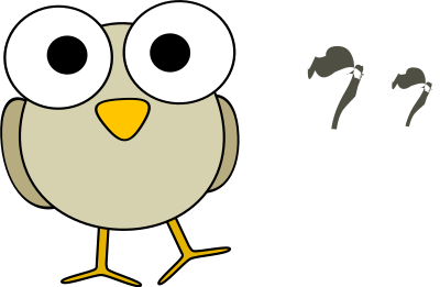 Grey bird with question marks clipart
