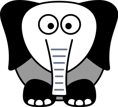 Grey Scale Elephant clipart
