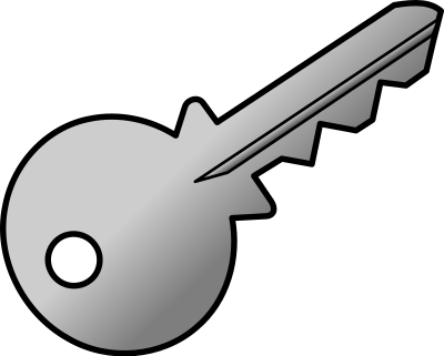 Grey-shaded key clipart