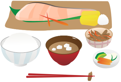 Grilled fish with rice clipart