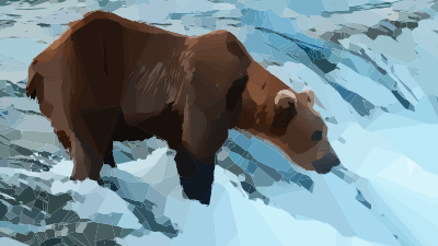 Grizzly in a River clipart