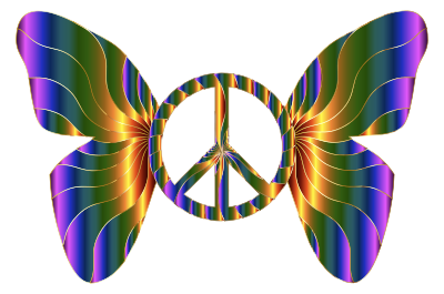 Groovy Peace Sign Butterfly 11 clipart