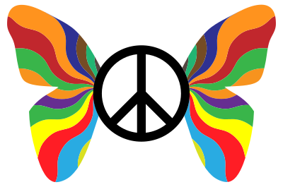 Groovy Peace Sign Butterfly 2 clipart