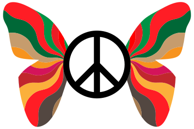 Groovy Peace Sign Butterfly clipart