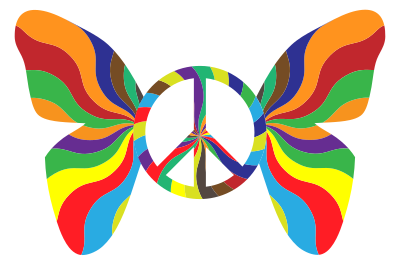 Groovy Peace Sign Butterfly 3 clipart