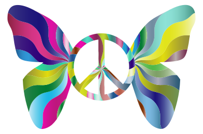 Groovy Peace Sign Butterfly 4 clipart
