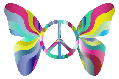 Groovy Peace Sign Butterfly 5 clipart