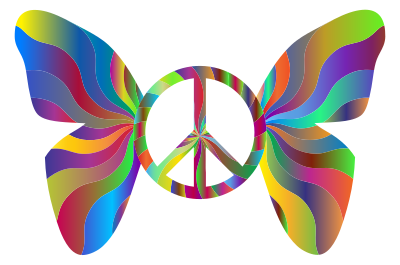 Groovy Peace Sign Butterfly 6 clipart