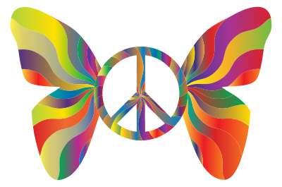 Groovy Peace Sign Butterfly 7 clipart