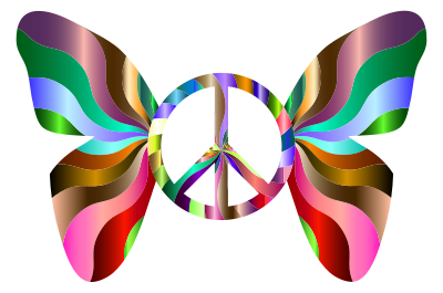 Groovy Peace Sign Butterfly 8 clipart