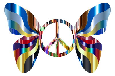 Groovy Peace Sign Butterfly 9 clipart