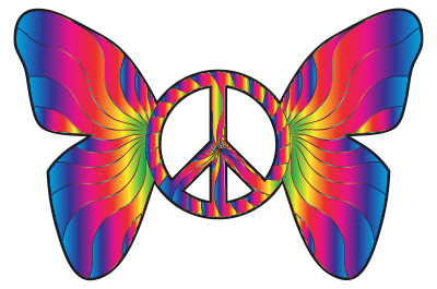 Groovy Peace Sign Butterfly - Remix clipart