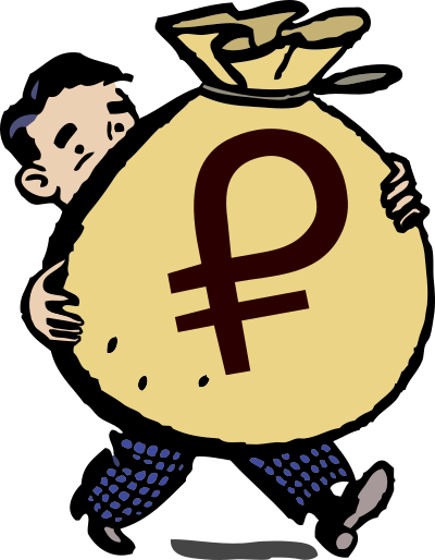Guy With a Big Bag of Petro Coin clipart