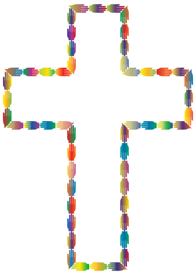 Helping Hands Cross Prismatic clipart