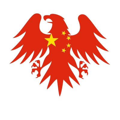 Heraldic eagle with Chinese flag clipart