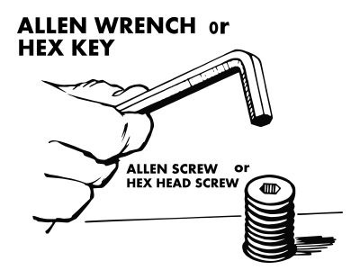 Hex key(Allen wrench) and screw clipart