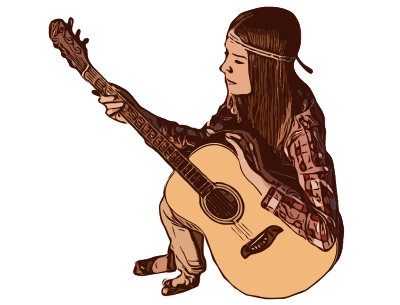 Hippy Lady with Guitar clipart