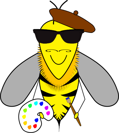 Hipster bee artist clipart