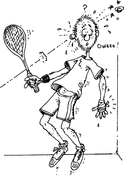 Hit in the ear by a squash ball clipart