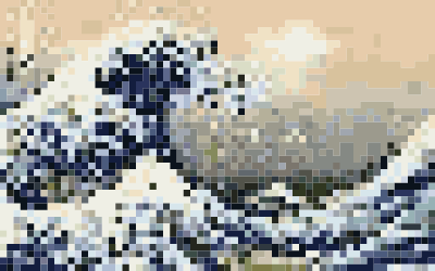 Hokusais Great Wave of Kanagawa Pixelized clipart