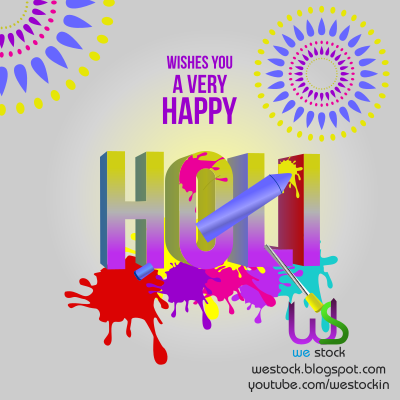HOLI 3D STYLE WITH COLORS, SPLASHES & PICHKAARI clipart