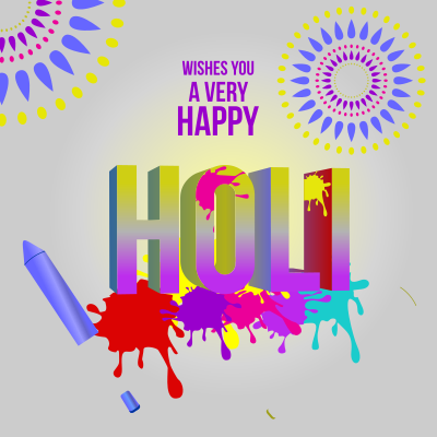 Holi Greeting with Colours clipart