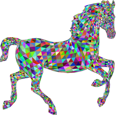Horse Low Poly 3D Colorful clipart