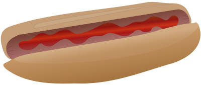 Hot dog with ketchup clipart