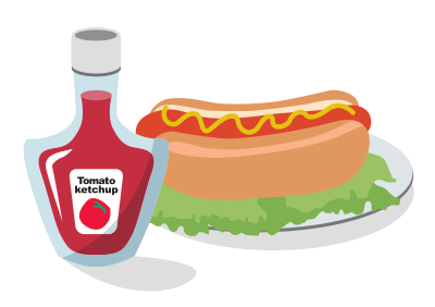 Hotdog With Ketchup Bottle clipart