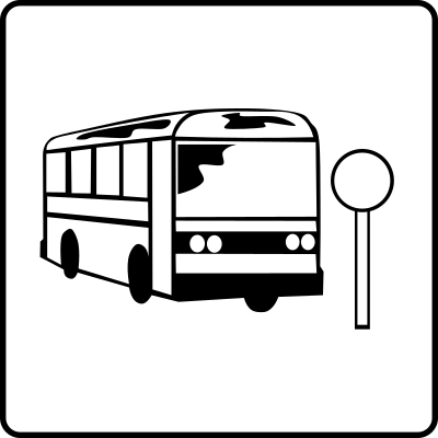 Hotel Icon Near Bus Stop clipart
