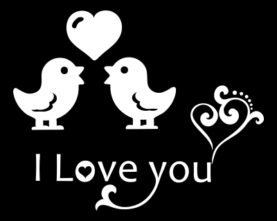I Love You Typography Black And White clipart