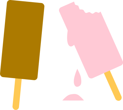 Ice cream cool and refreshing, chocolate and strawberry taste with bite clipart